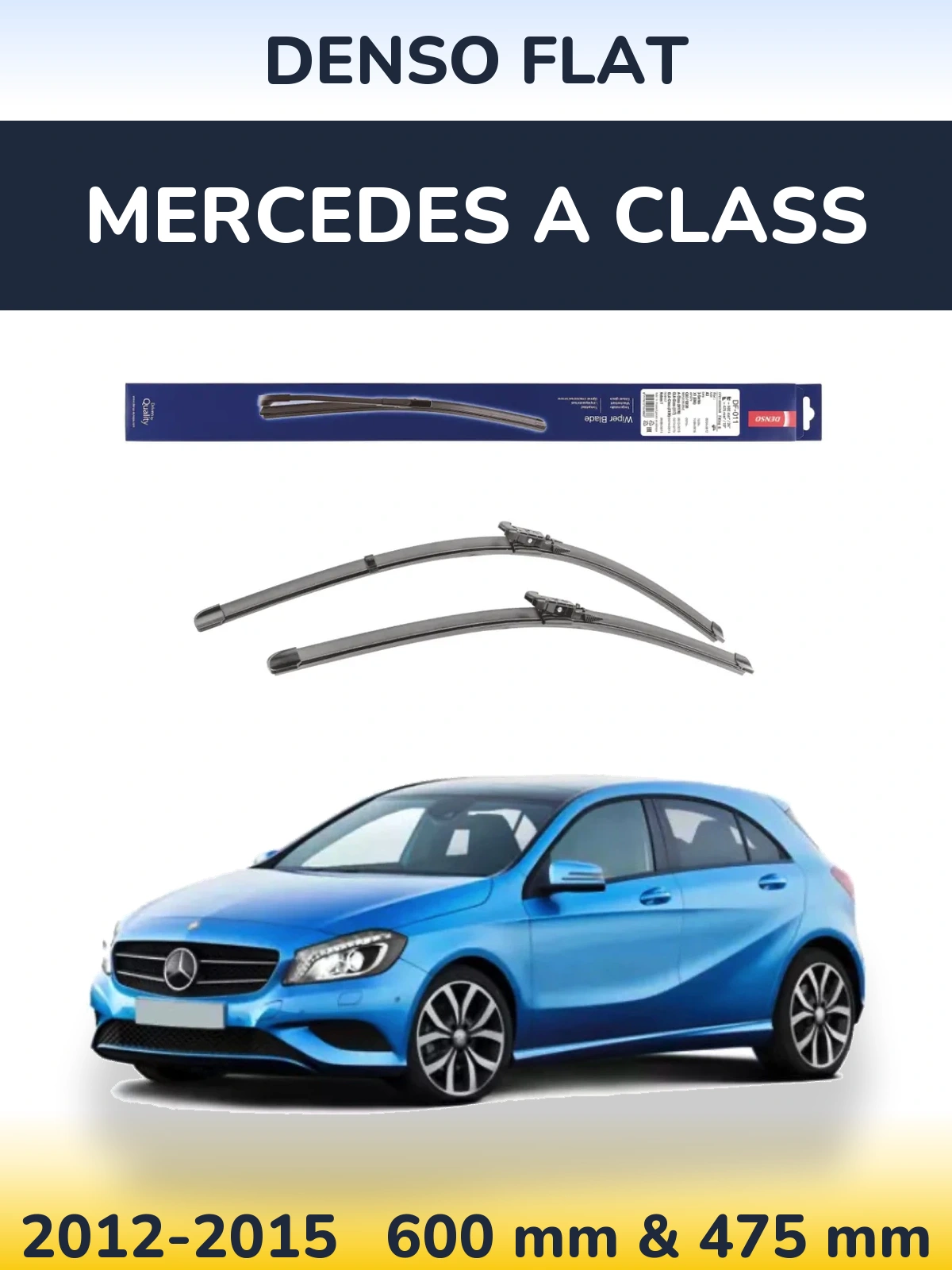 Komplet przednich wycieraczek Denso Flat 600 & 475 mm do Mercedes Klasa A 2012-2015