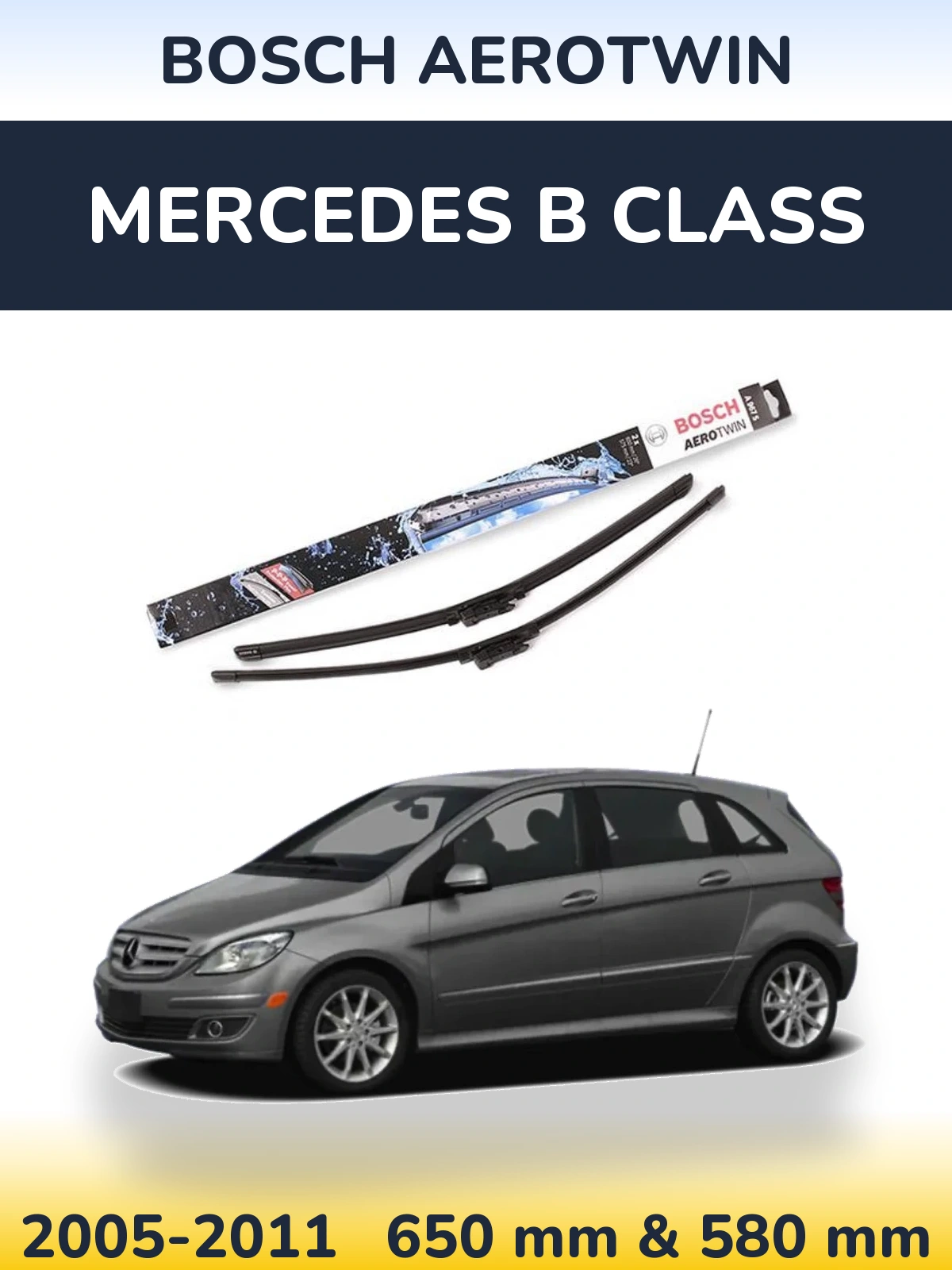 Komplet przednich wycieraczek BOSCH AeroTwin 650 & 580 mm do Mercedes Klasa B 2005-2011