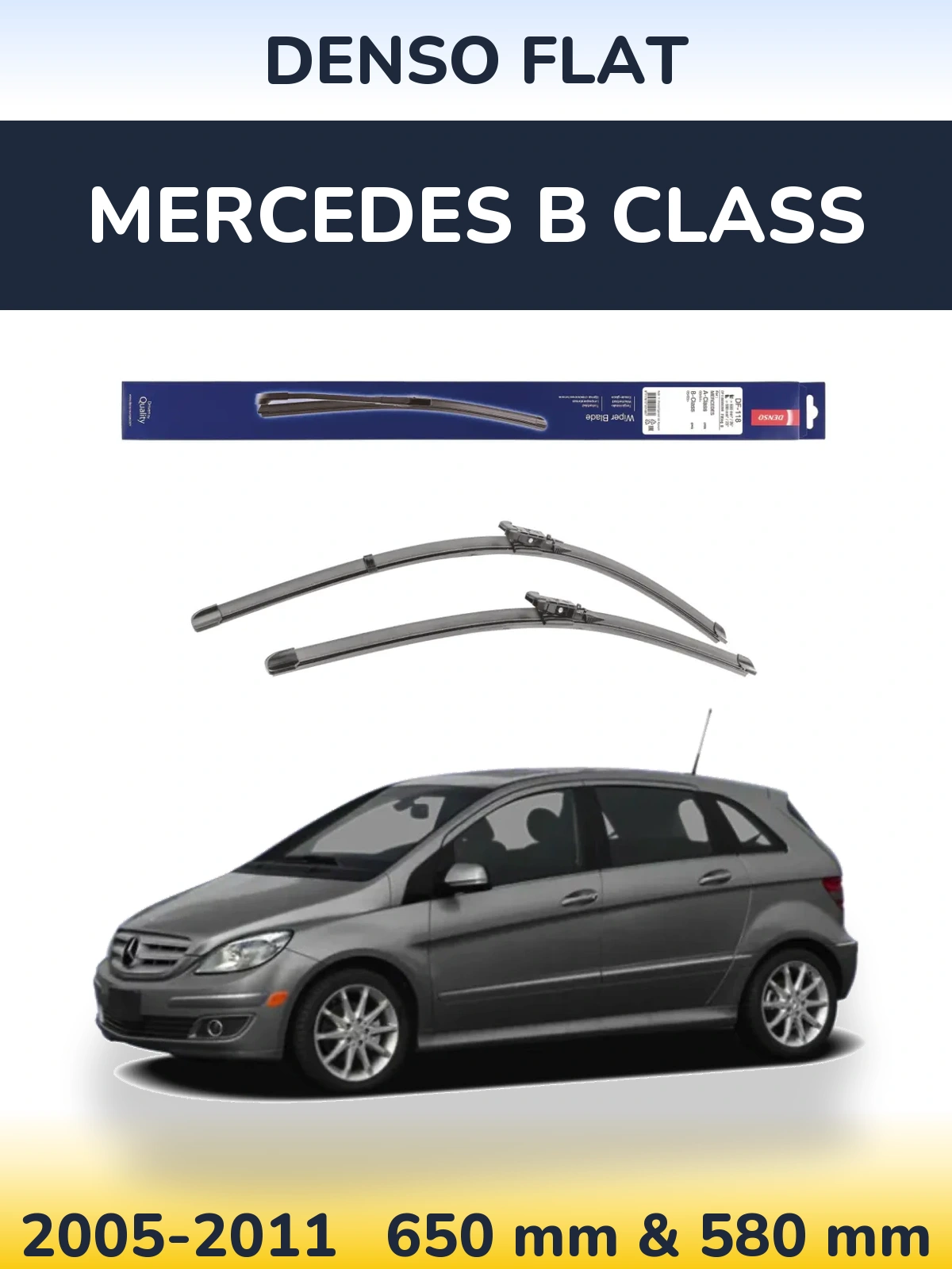 Komplet przednich wycieraczek Denso Flat 650 & 580 mm do Mercedes Klasa B 2005-2011