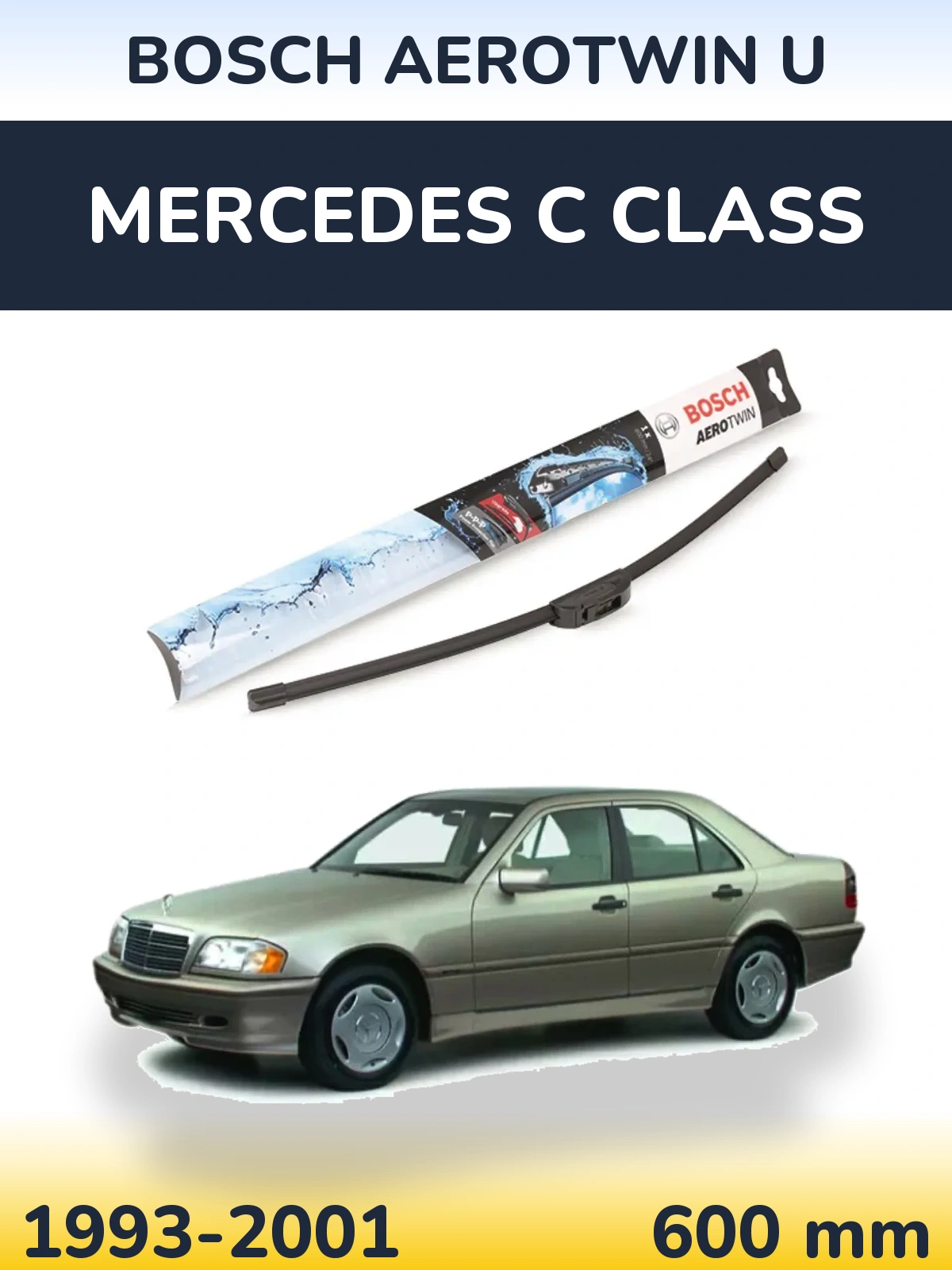 Przednia wycieraczka BOSCH AeroTwin U 600 mm do Mercedes Klasa C 1993-2001