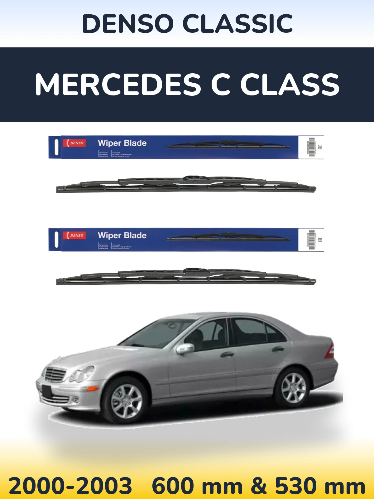 Komplet przednich wycieraczek Denso Classic 600 & 530 mm do Mercedes Klasa C 2000-2003