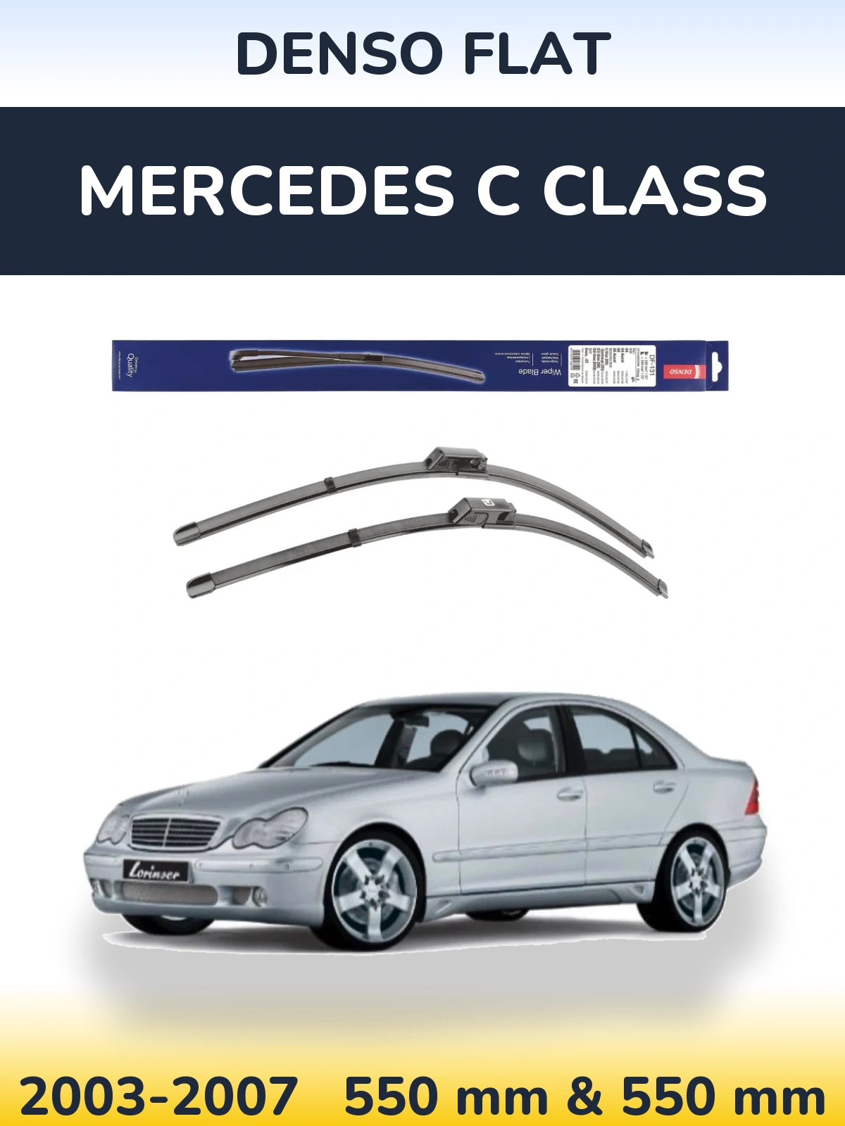 Комплект передних дворников Denso Flat 550 & 550 мм для Mercedes C Class 2003-2007