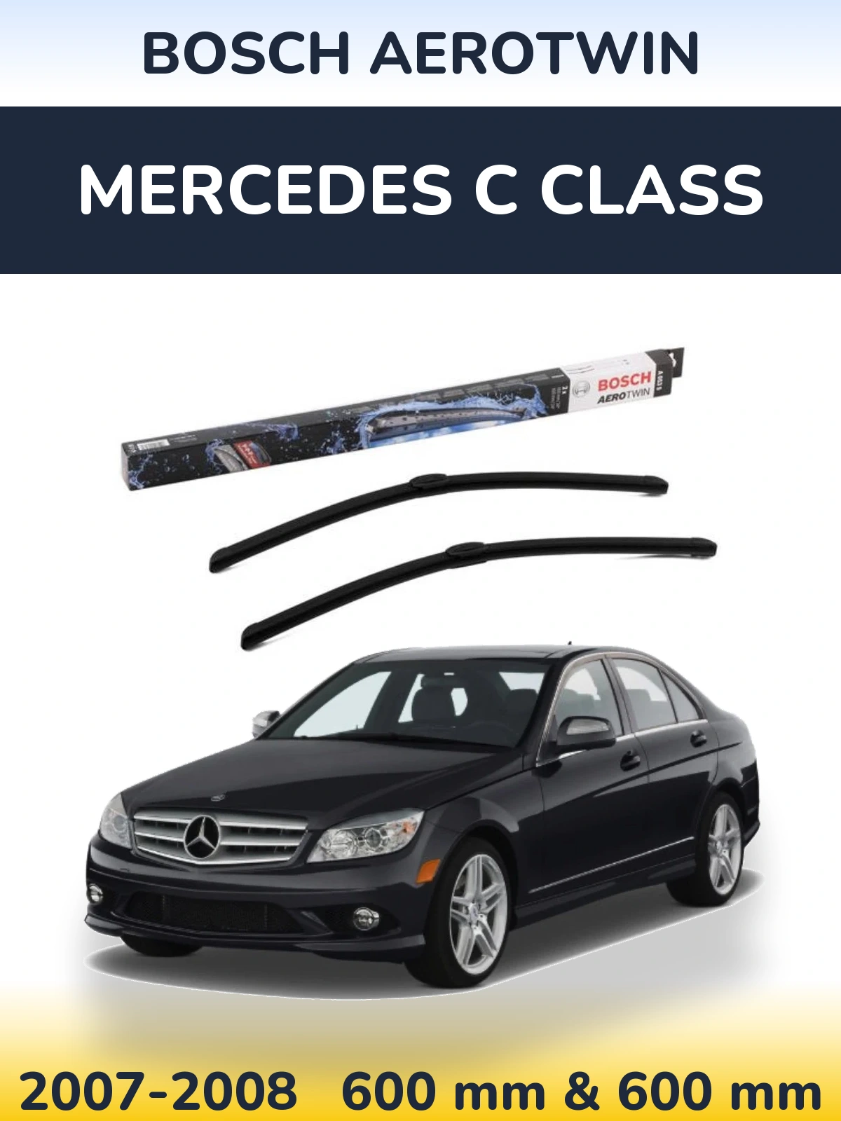 Komplet przednich wycieraczek BOSCH AeroTwin 600 & 600 mm do Mercedes Klasa C 2007-2008