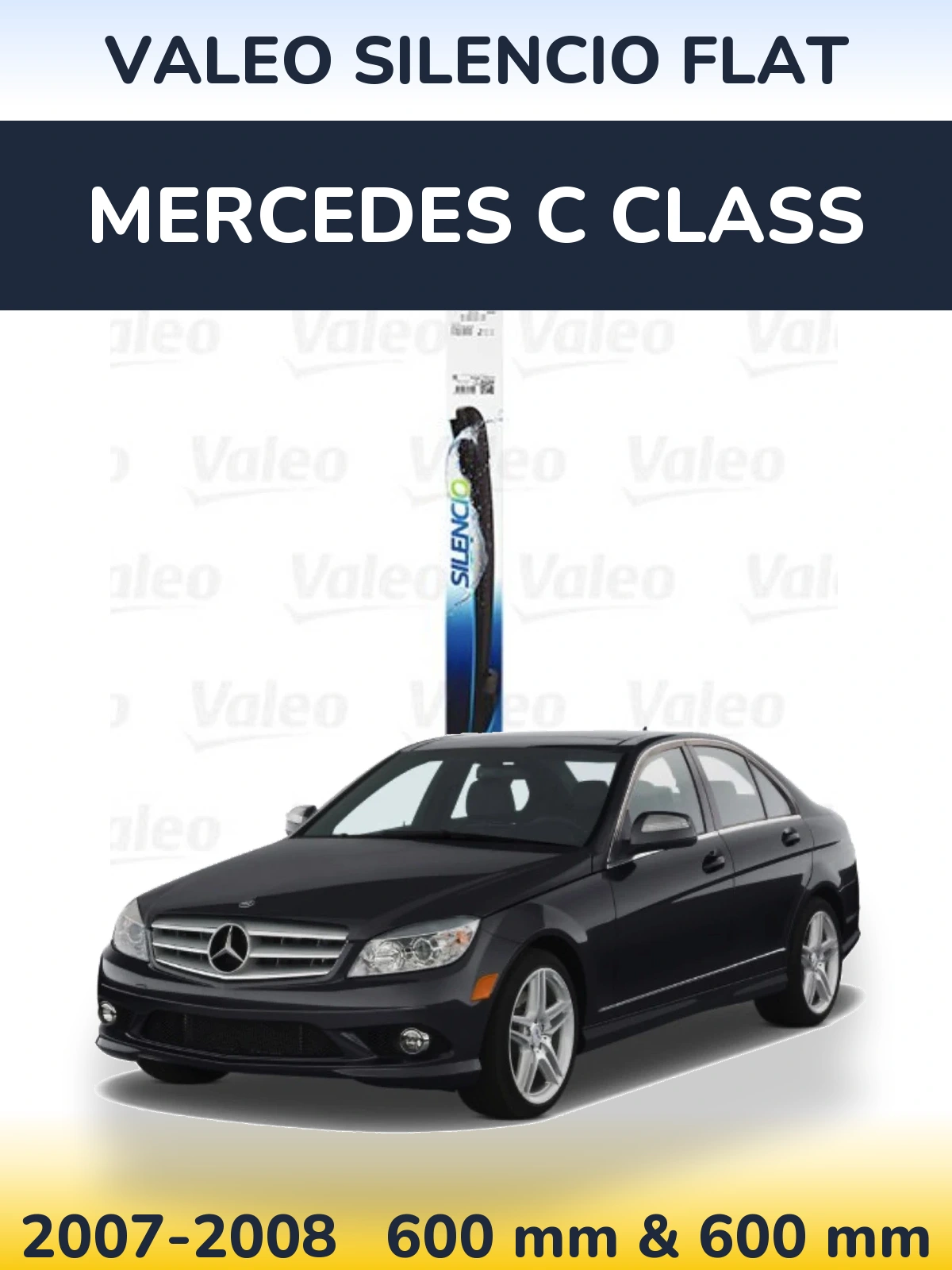 Комплект передних дворников Valeo Silencio Flat 600 & 600 мм для Mercedes C Class 2007-2008