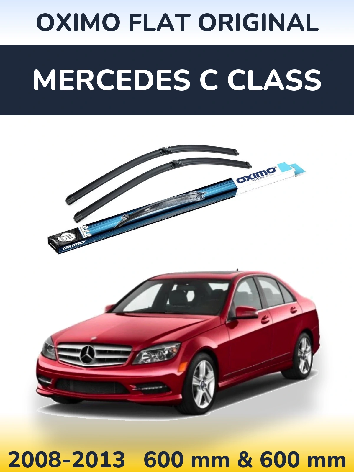 Комплект передних дворников Oximo Flat Original 600 & 600 мм для Mercedes C Class 2008-2013