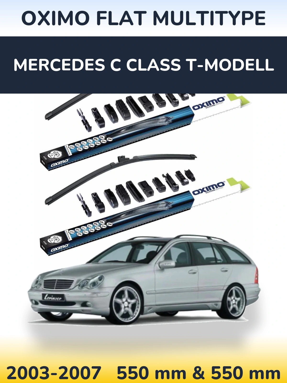 Komplet przednich wycieraczek Oximo Flat MultiType 550 & 550 mm do Mercedes Klasa C T-Modell 2003-2007