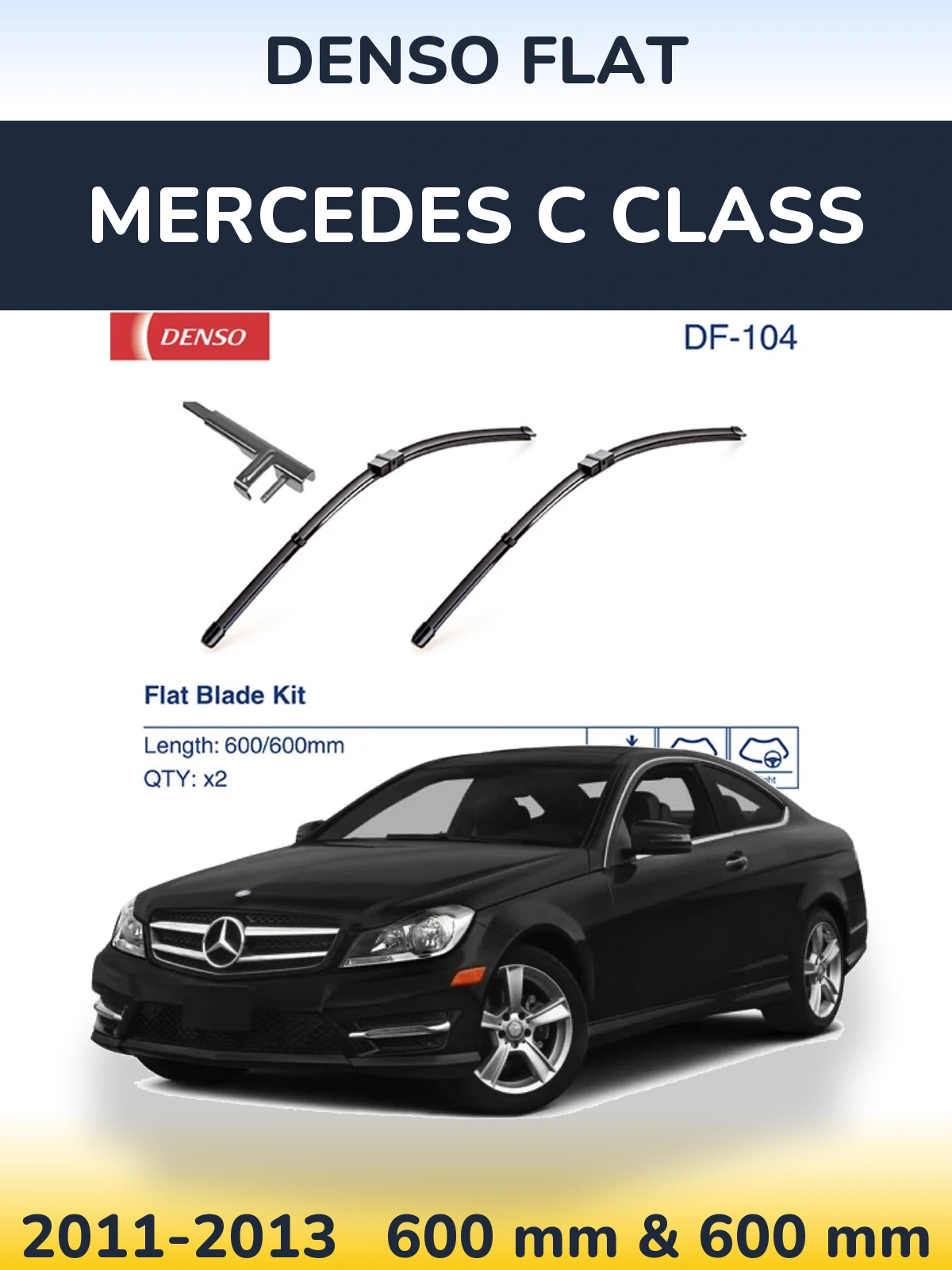 Komplet przednich wycieraczek Denso Flat 600 & 600 mm do Mercedes Klasa C 2011-2013
