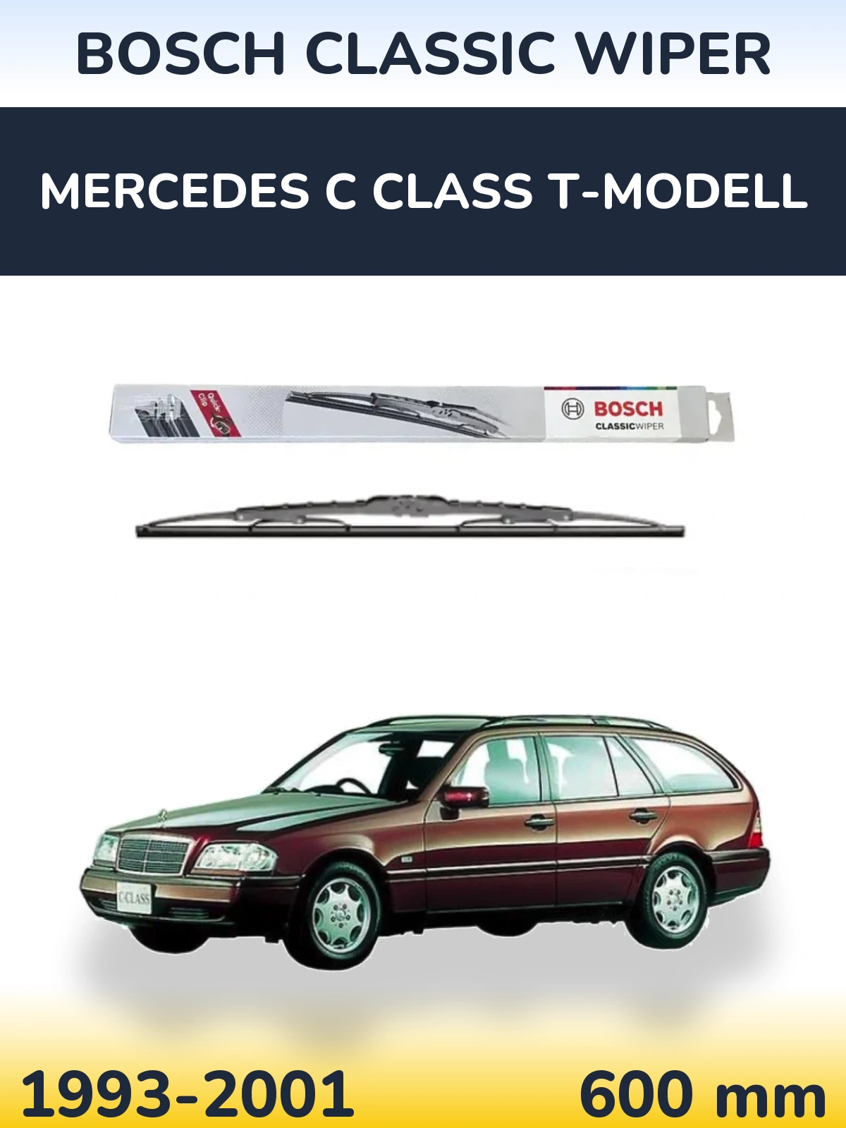 Przednia wycieraczka BOSCH Classic Wiper 600 mm do Mercedes Klasa C T-Modell 1993-2001