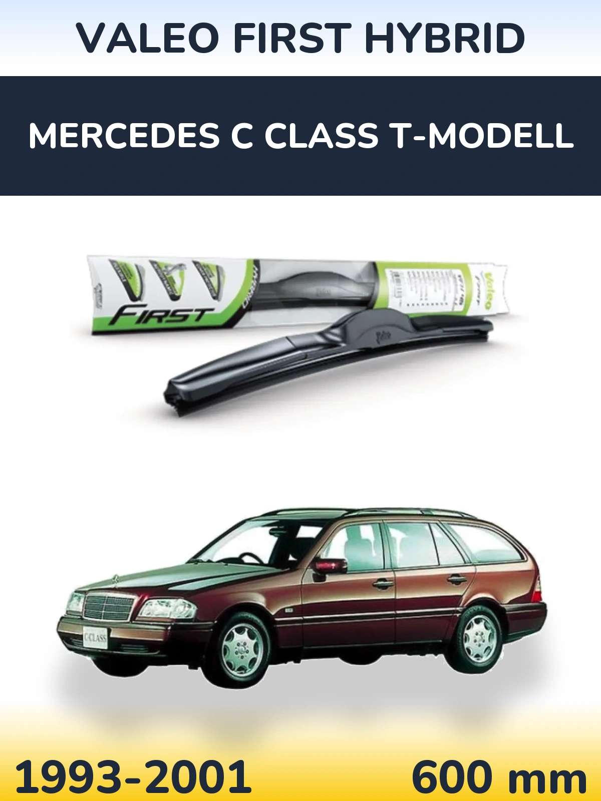 Front wiper blade Valeo First Hybrid 600 mm for Mercedes C Class T-Modell 1993-2001