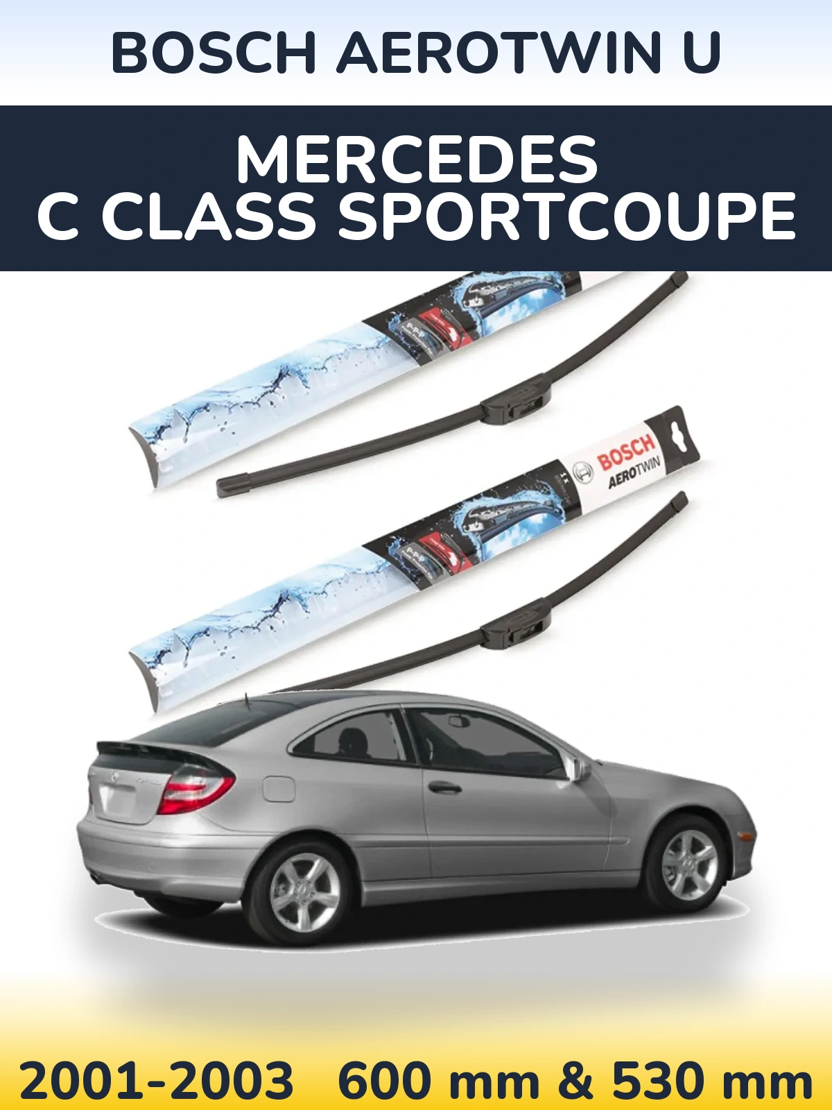 Komplet przednich wycieraczek BOSCH AeroTwin U 600 & 530 mm do Mercedes Klasa C Sportcoupe 2001-2003