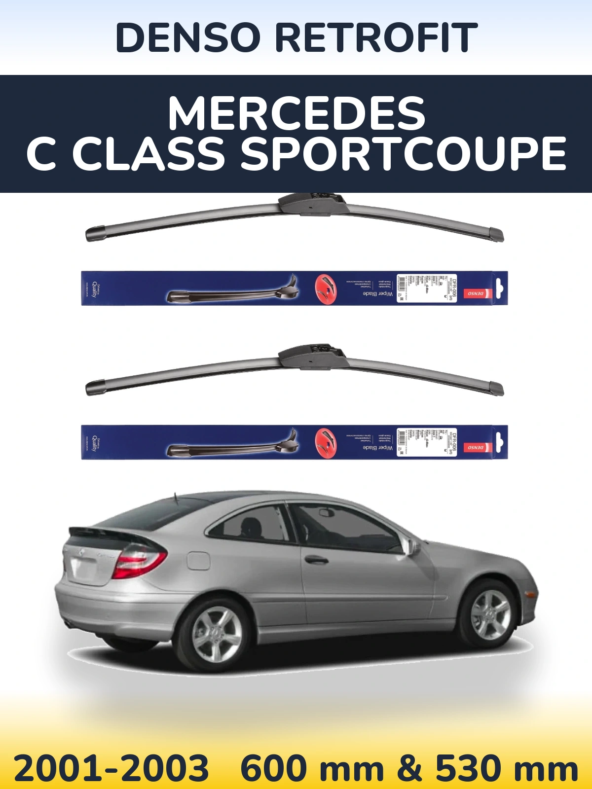 Комплект передних дворников Denso Retrofit 600 & 530 мм для Mercedes C Class Sportcoupe 2001-2003