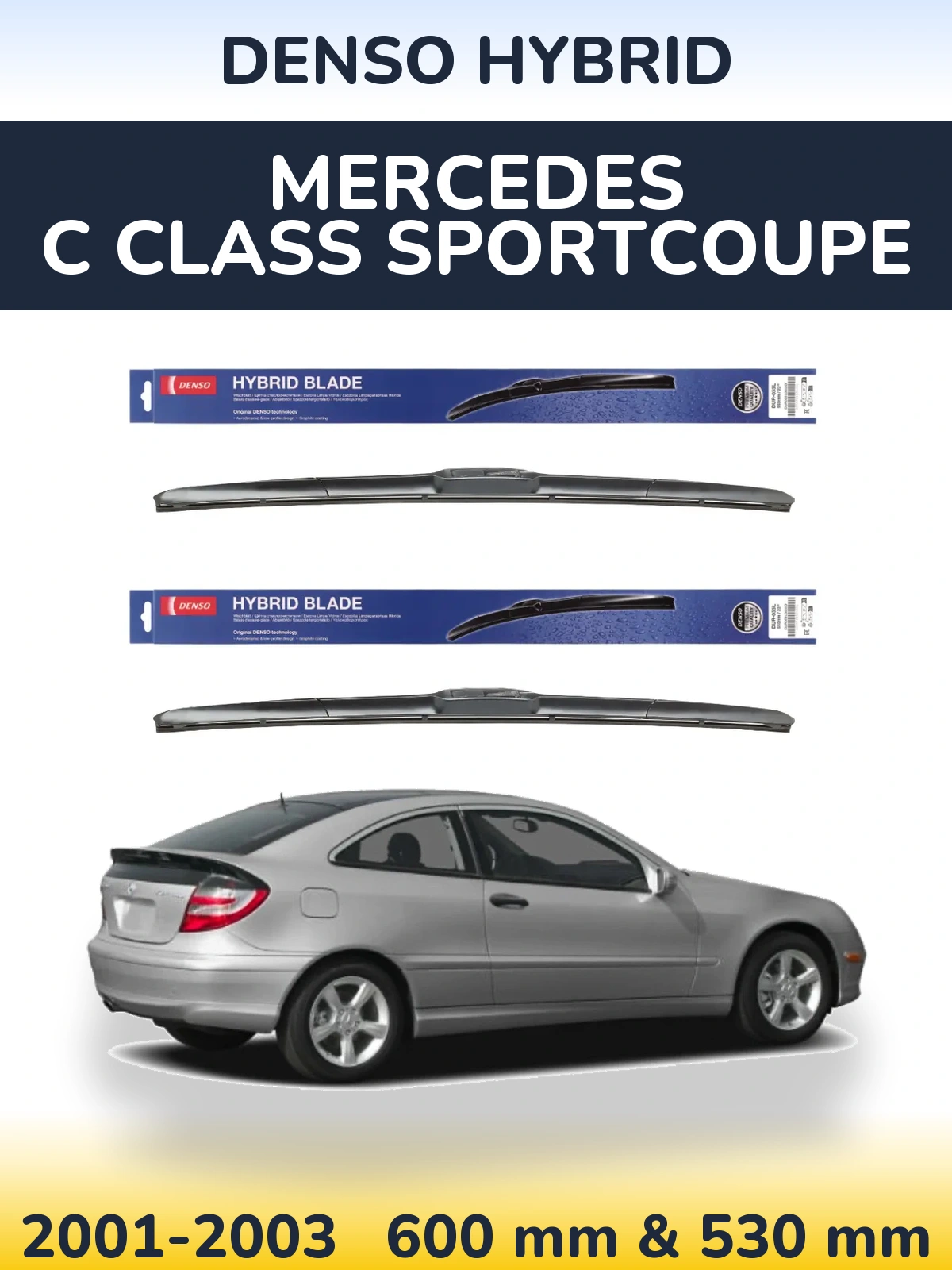 Komplet przednich wycieraczek Denso Hybrid 600 & 530 mm do Mercedes Klasa C Sportcoupe 2001-2003