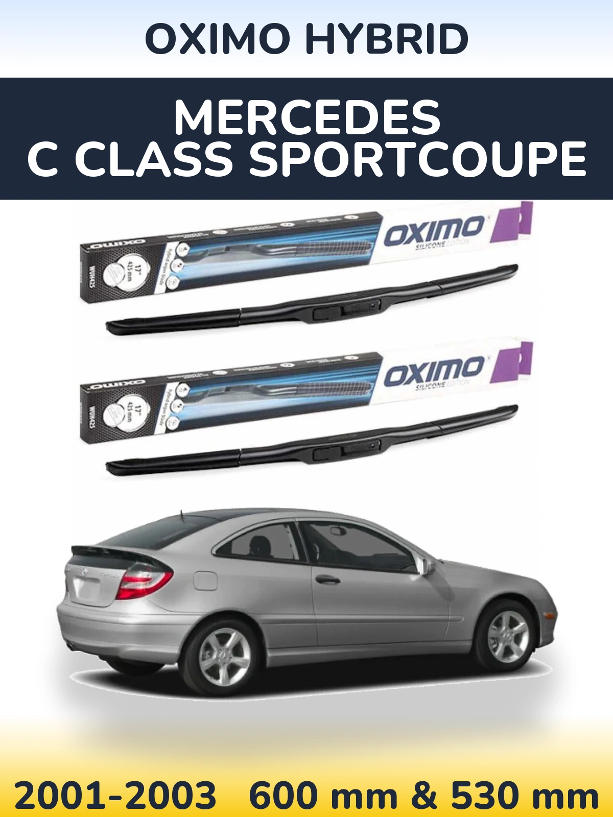 Komplet przednich wycieraczek Oximo Hybrid 600 & 530 mm do Mercedes Klasa C Sportcoupe 2001-2003