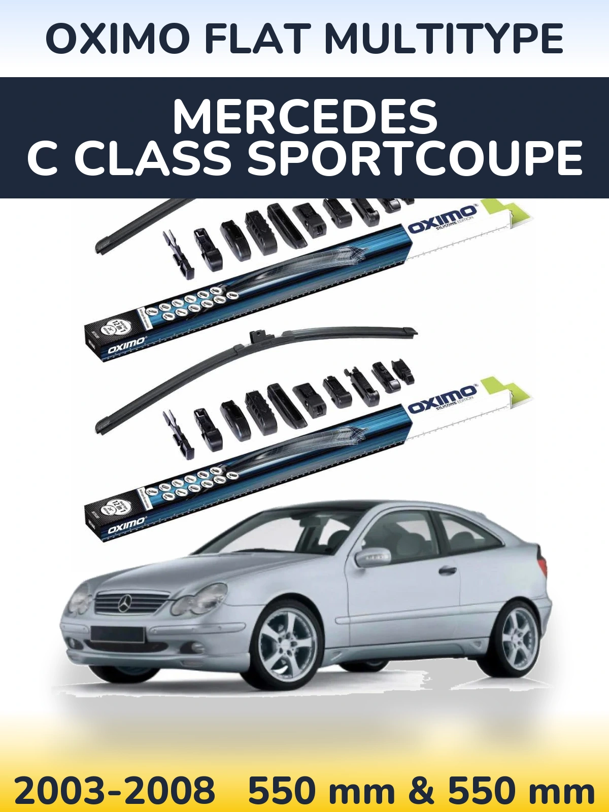 Komplet przednich wycieraczek Oximo Flat MultiType 550 & 550 mm do Mercedes Klasa C Sportcoupe 2003-2008