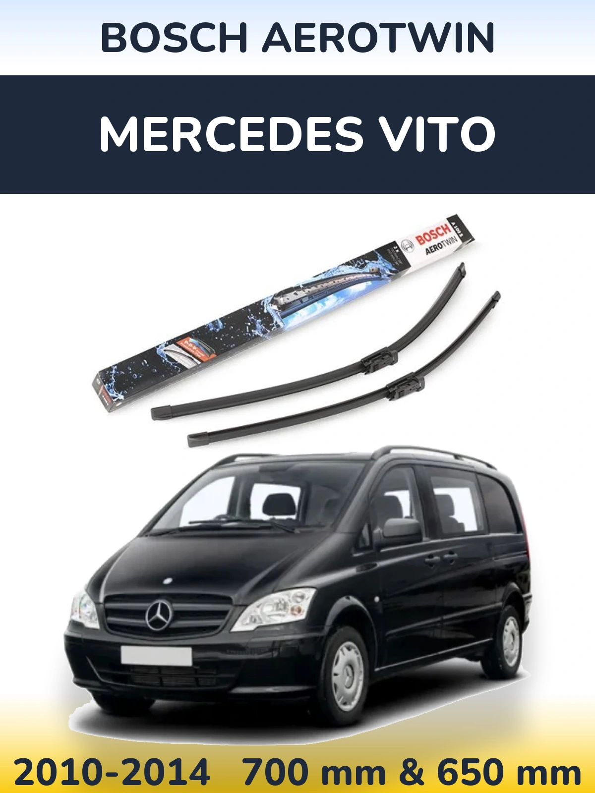 Комплект передних дворников BOSCH AeroTwin 700 & 650 мм для Mercedes Vito 2010-2014