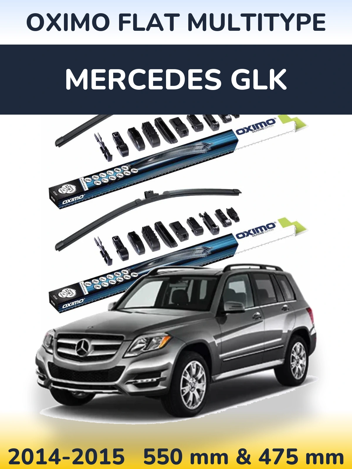 Комплект передних дворников Oximo Flat MultiТипe 550 & 475 мм для Mercedes GLK 2014-2015