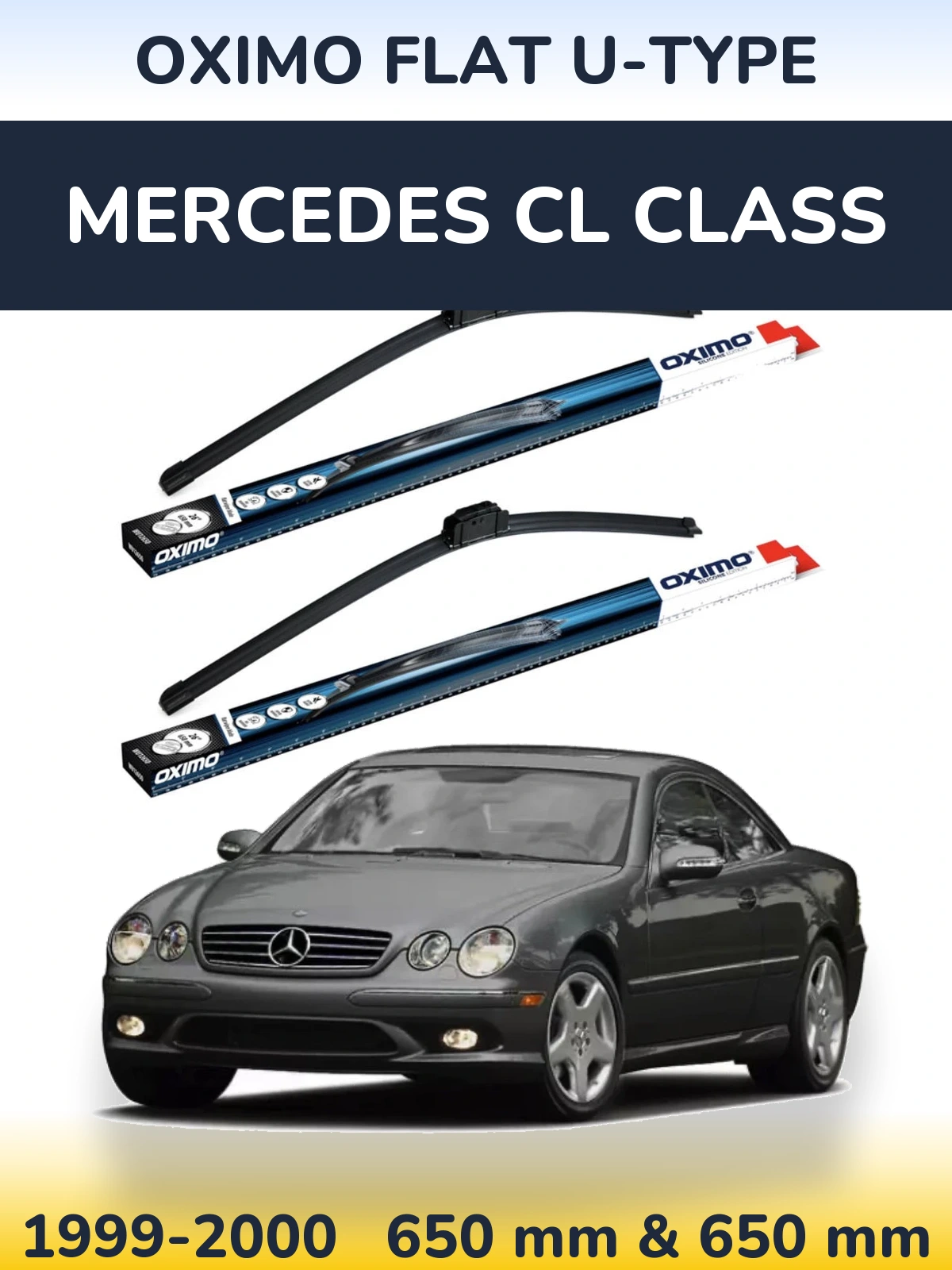 Комплект передних дворников Oximo Flat U-type 650 & 650 мм для Mercedes CL Class 1999-2000
