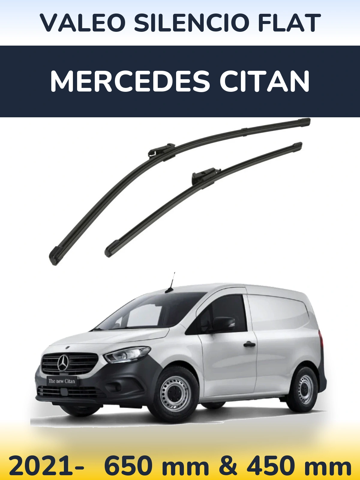 Komplet przednich wycieraczek Valeo Silencio Flat 650 & 450 mm do Mercedes Citan 2021-2026