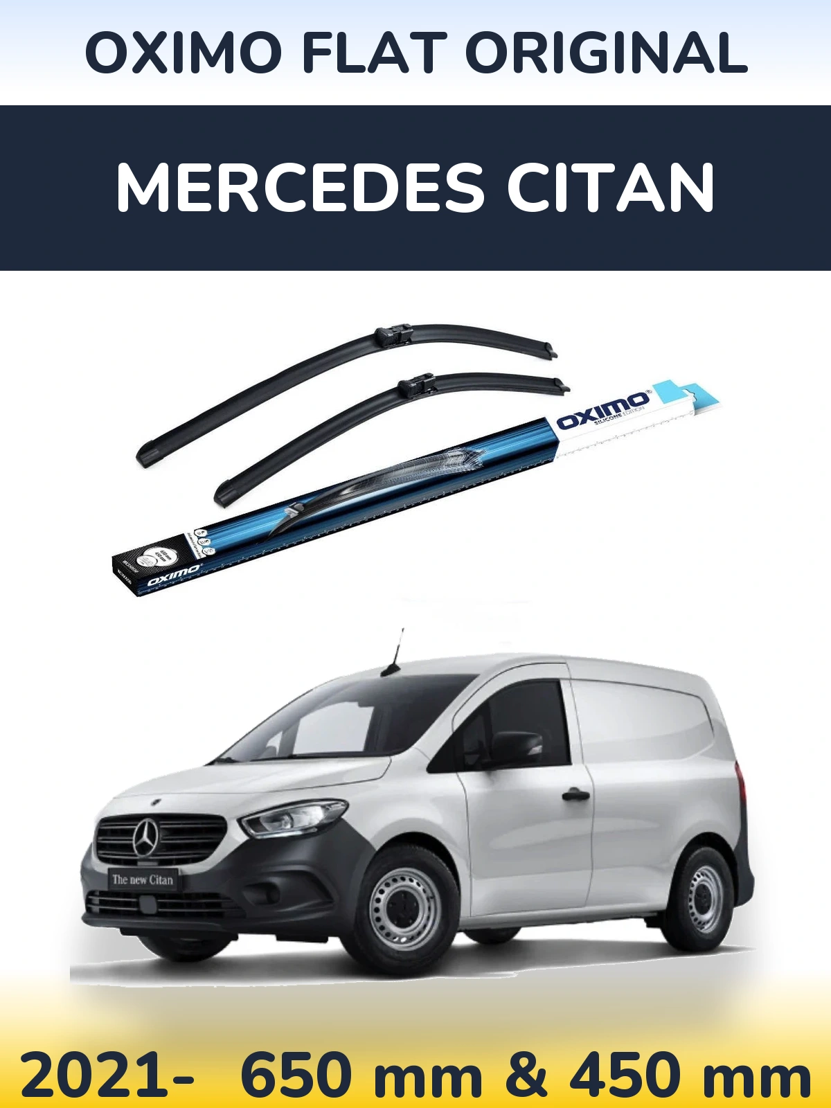 Komplet przednich wycieraczek Oximo Flat Original 650 & 450 mm do Mercedes Citan 2021-2026