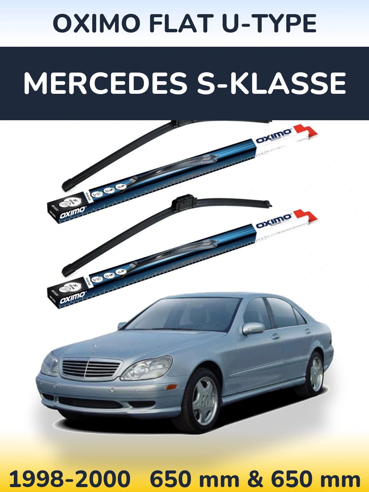 Komplet przednich wycieraczek Oximo Flat U-type 650 & 650 mm do Mercedes S-Klasse 1998-2000