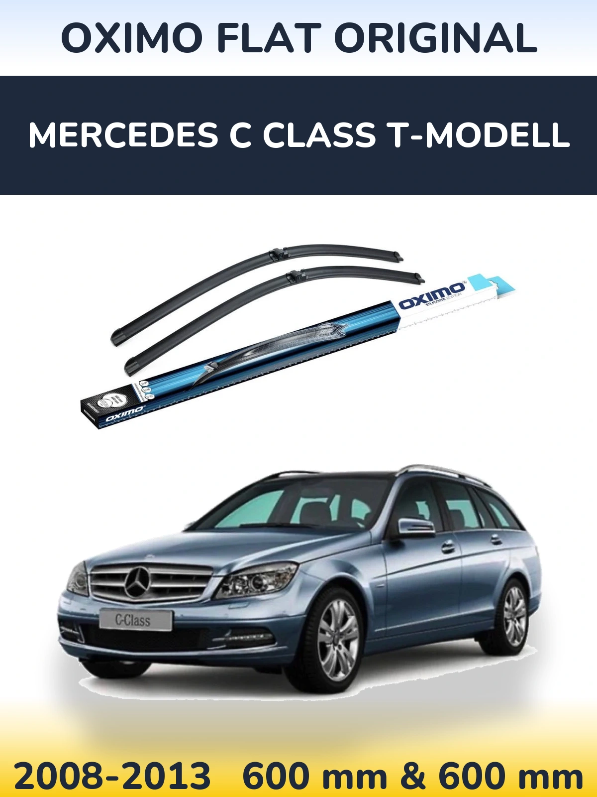Комплект передних дворников Oximo Flat Original 600 & 600 мм для Mercedes C Class T-Модельl 2008-2013