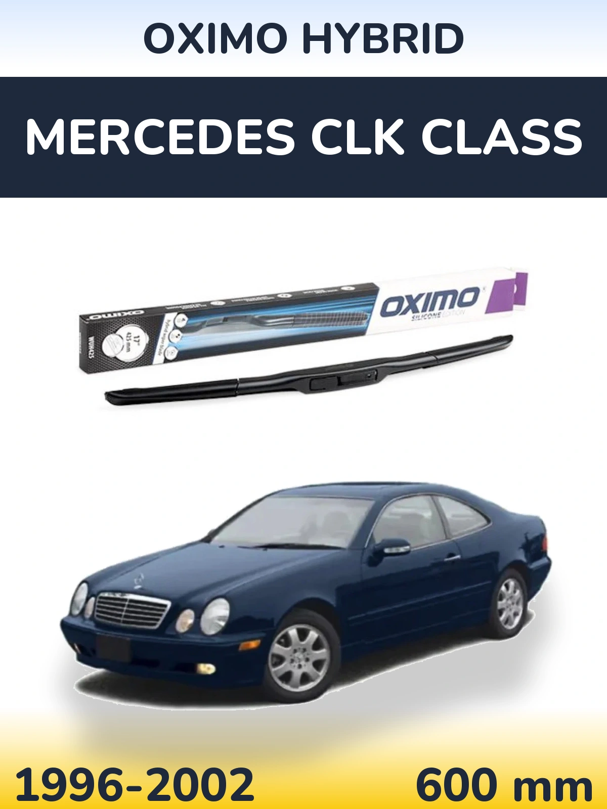 Передний дворник Oximo Hybrid 600 мм для Mercedes CLK Class 1996-2002