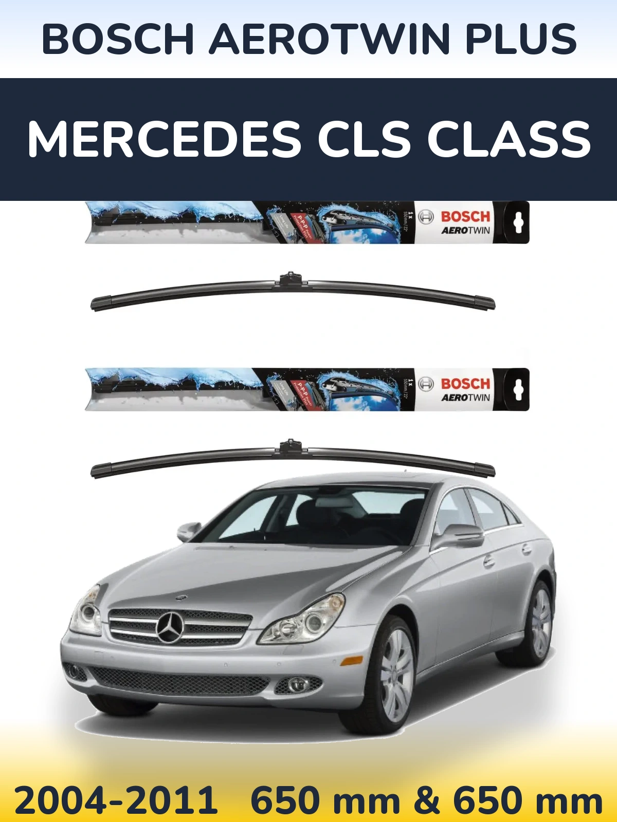 Komplet przednich wycieraczek BOSCH AeroTwin Plus 650 & 650 mm do Mercedes Klasa CLS 2004-2011