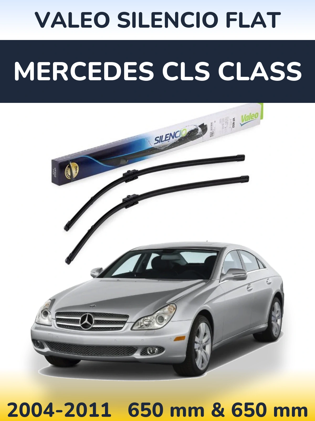 Комплект передних дворников Valeo Silencio Flat 650 & 650 мм для Mercedes CLS Class 2004-2011