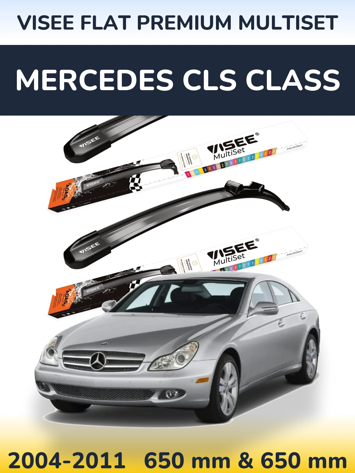 Komplet przednich wycieraczek VISEE FLAT PREMIUM MultiSet 650 & 650 mm do Mercedes Klasa CLS 2004-2011