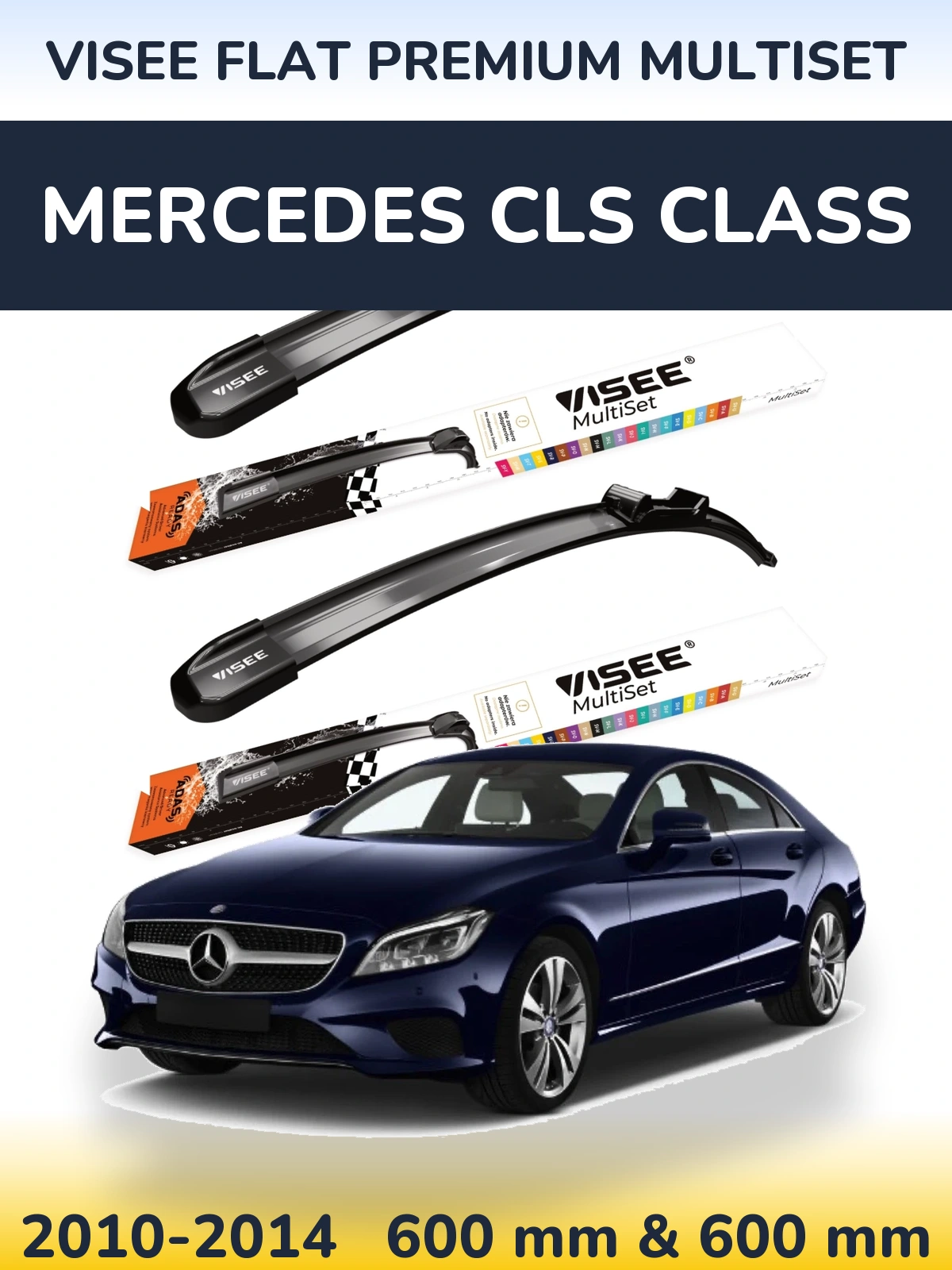 Komplet przednich wycieraczek VISEE FLAT PREMIUM MultiSet 600 & 600 mm do Mercedes Klasa CLS 2010-2014