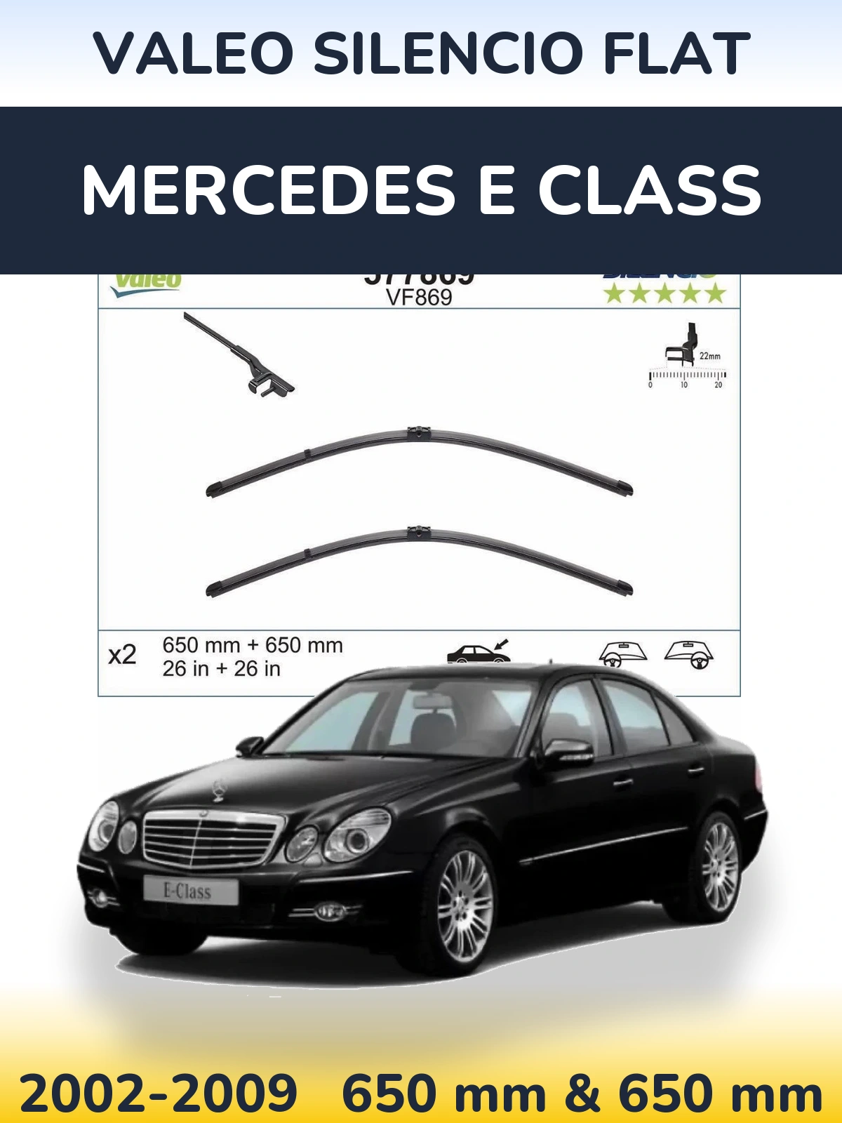 Комплект передних дворников Valeo Silencio Flat 680 & 680 мм для Mercedes E Class 2002-2009