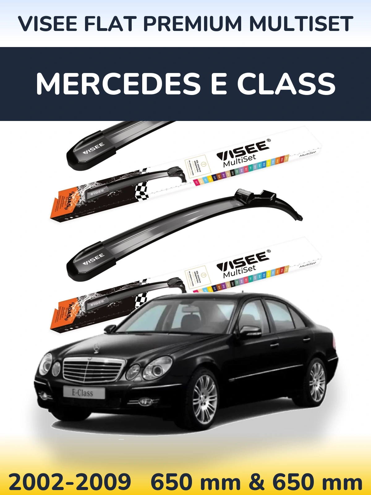 Komplet przednich wycieraczek VISEE FLAT PREMIUM MultiSet 650 & 650 mm do Mercedes Klasa E 2002-2009