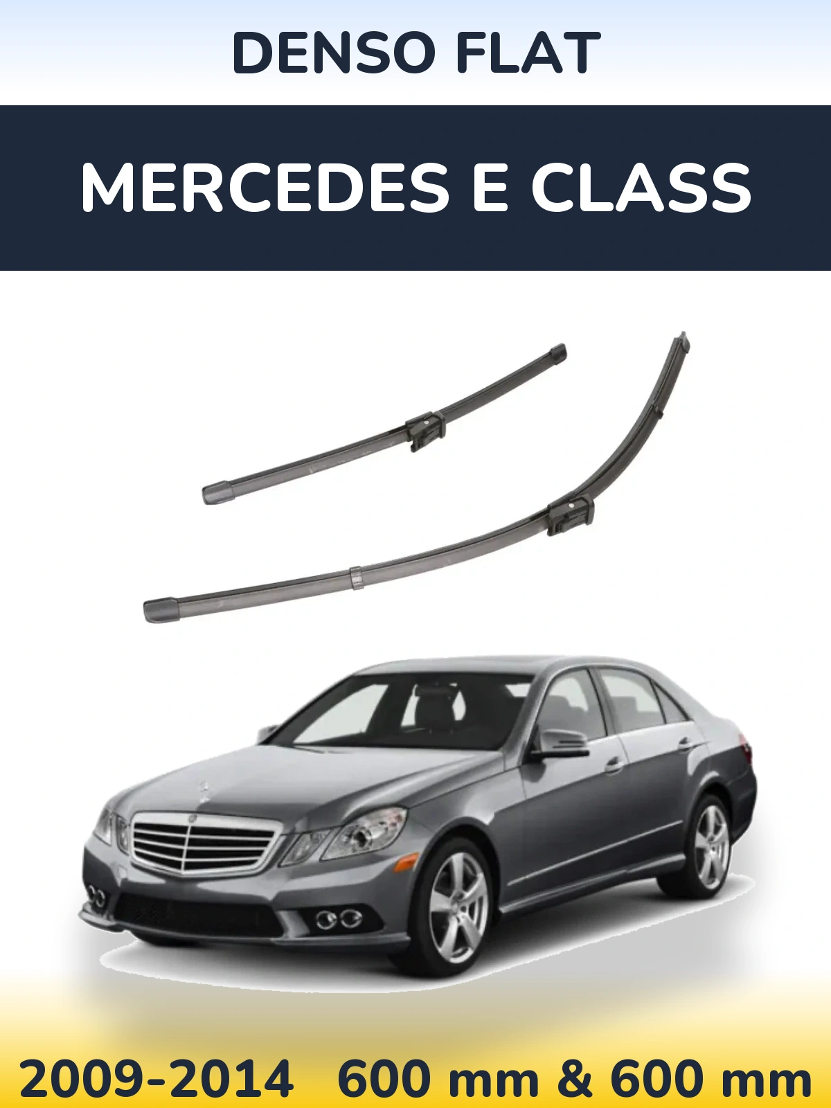 Front wiper blade set Denso Flat 600 & 600 mm for Mercedes E Class 2009-2014
