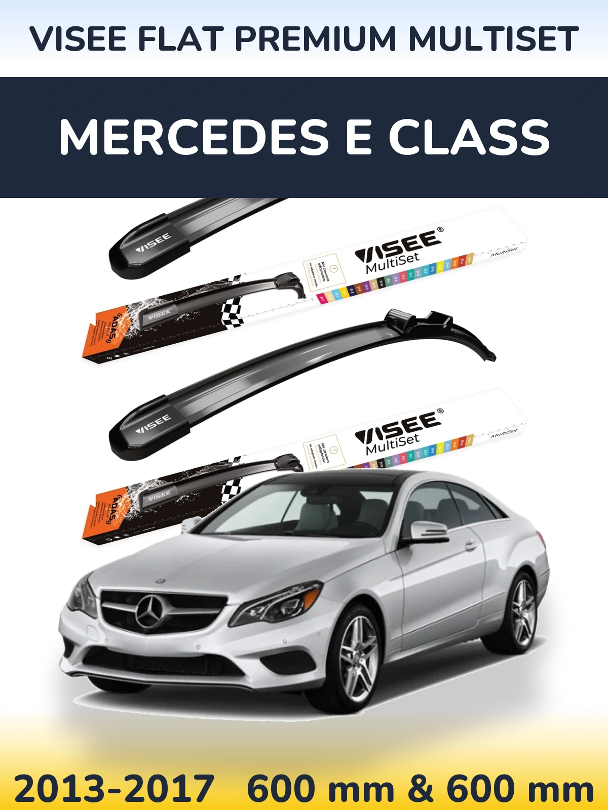 Komplet przednich wycieraczek VISEE FLAT PREMIUM MultiSet 600 & 600 mm do Mercedes Klasa E 2013-2017