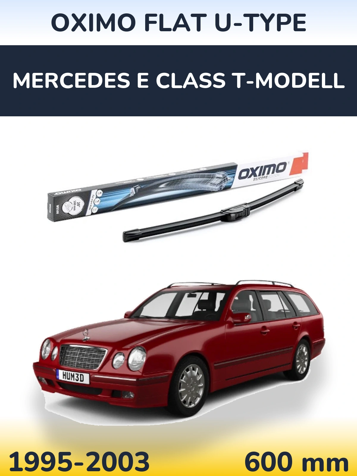 Передний дворник Oximo Flat U-type 600 мм для Mercedes E Class T-Модельl 1995-2003
