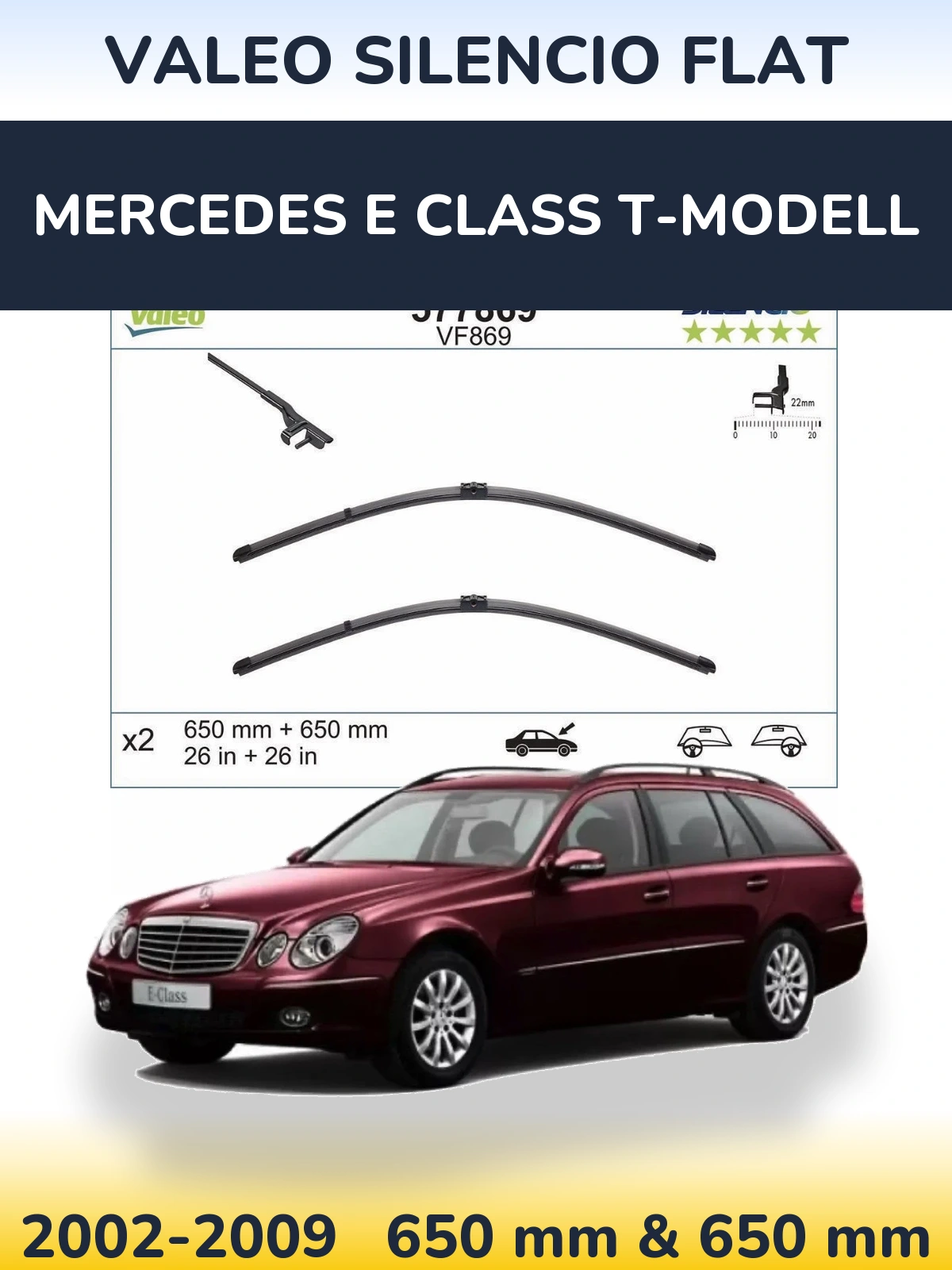 Комплект передніх щіток Valeo Silencio Flat 680 & 680 мм для Mercedes E Class T-Модельl 2002-2009