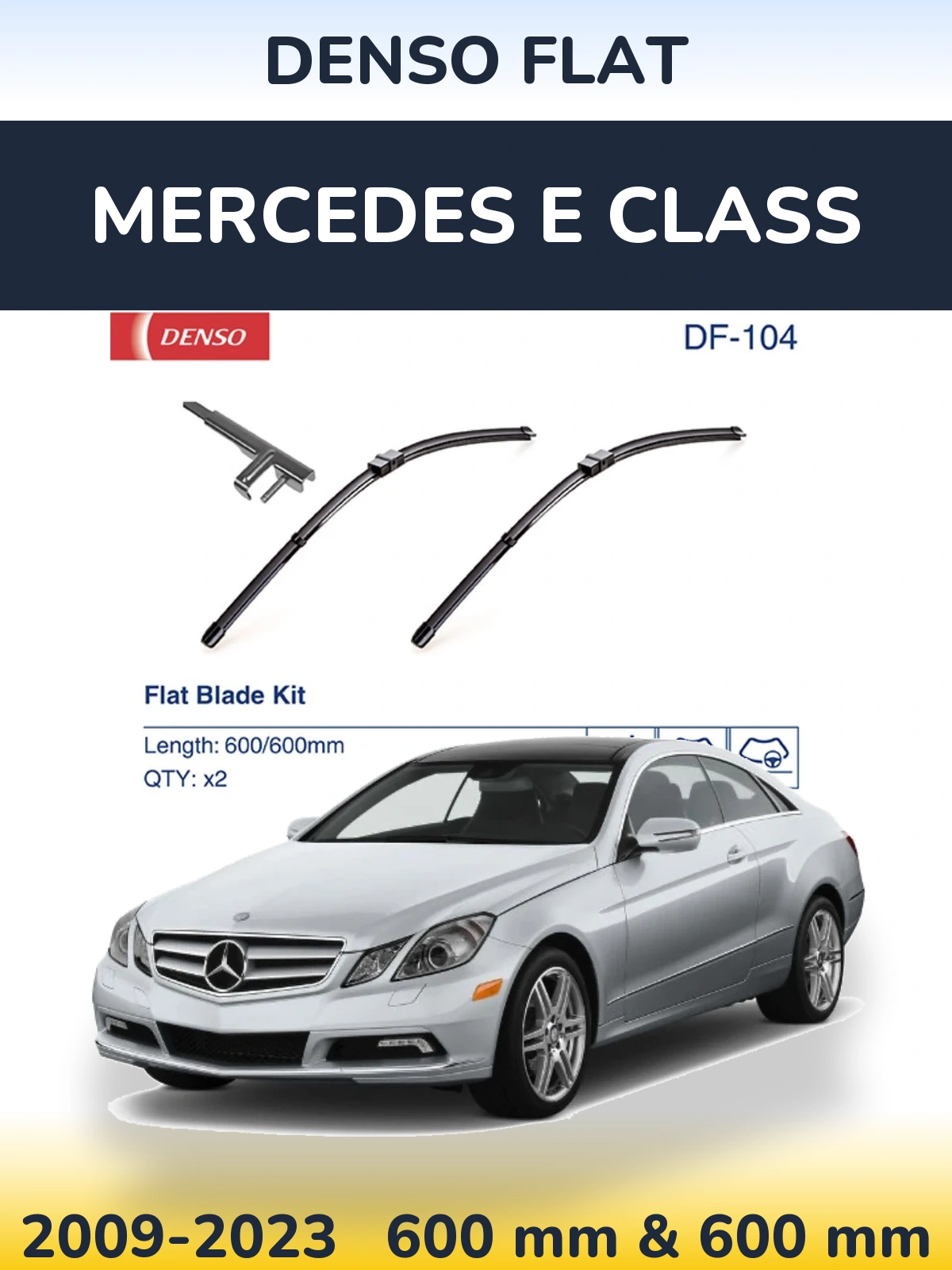 Комплект передних дворников Denso Flat 600 & 600 мм для Mercedes E Class 2009-2023