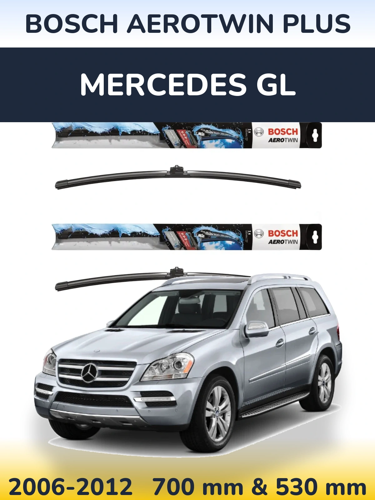 Komplet przednich wycieraczek BOSCH AeroTwin Plus 700 & 530 mm do Mercedes GL 2006-2012