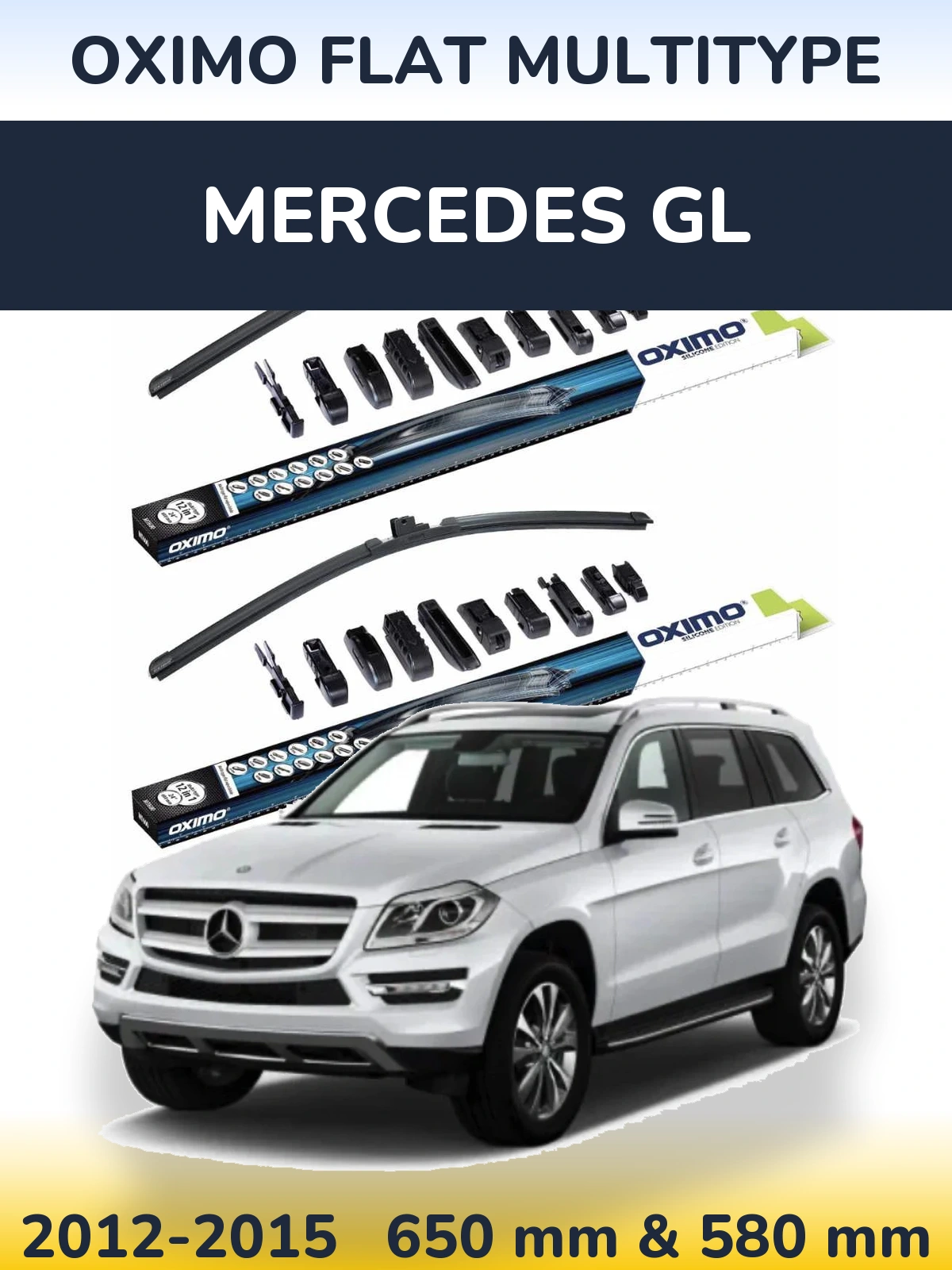 Komplet przednich wycieraczek Oximo Flat MultiType 650 & 580 mm do Mercedes GL 2012-2015