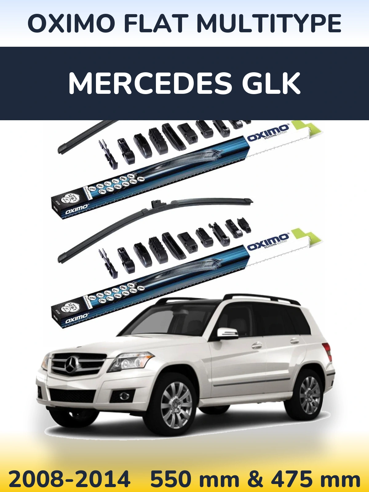 Komplet przednich wycieraczek Oximo Flat MultiType 550 & 475 mm do Mercedes GLK 2008-2014