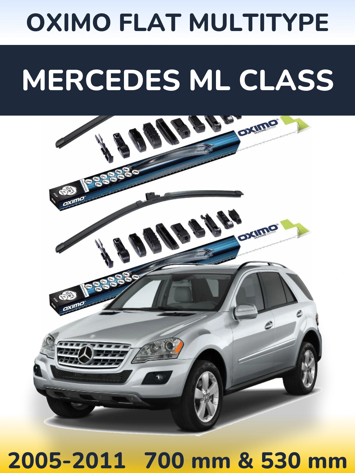 Комплект передних дворников Oximo Flat MultiТипe 700 & 530 мм для Mercedes ML Class 2005-2011