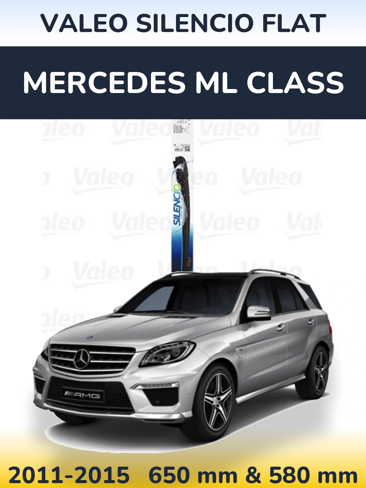 Komplet przednich wycieraczek Valeo Silencio Flat 650 & 580 mm do Mercedes Klasa ML 2011-2015