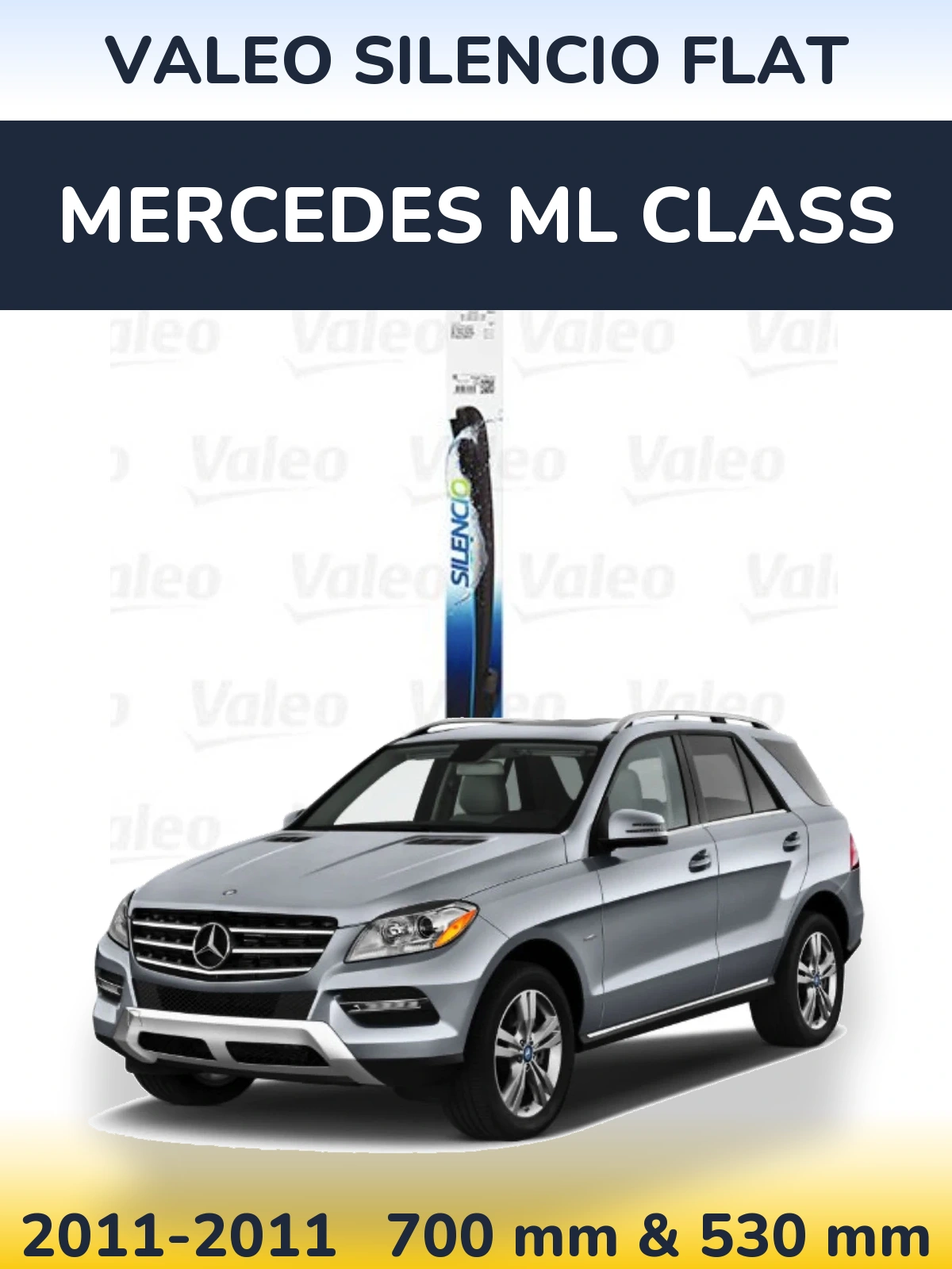 Komplet przednich wycieraczek Valeo Silencio Flat 700 & 530 mm do Mercedes Klasa ML 2011-2011