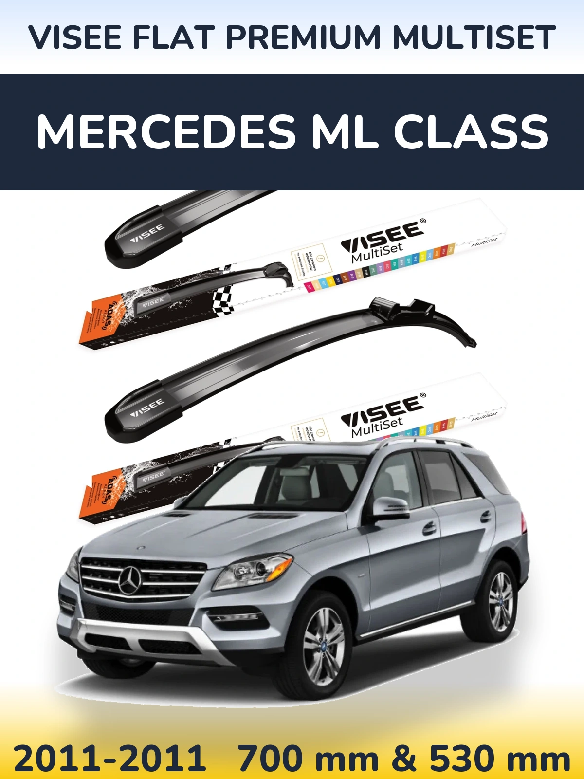Komplet przednich wycieraczek VISEE FLAT PREMIUM MultiSet 700 & 530 mm do Mercedes Klasa ML 2011-2011