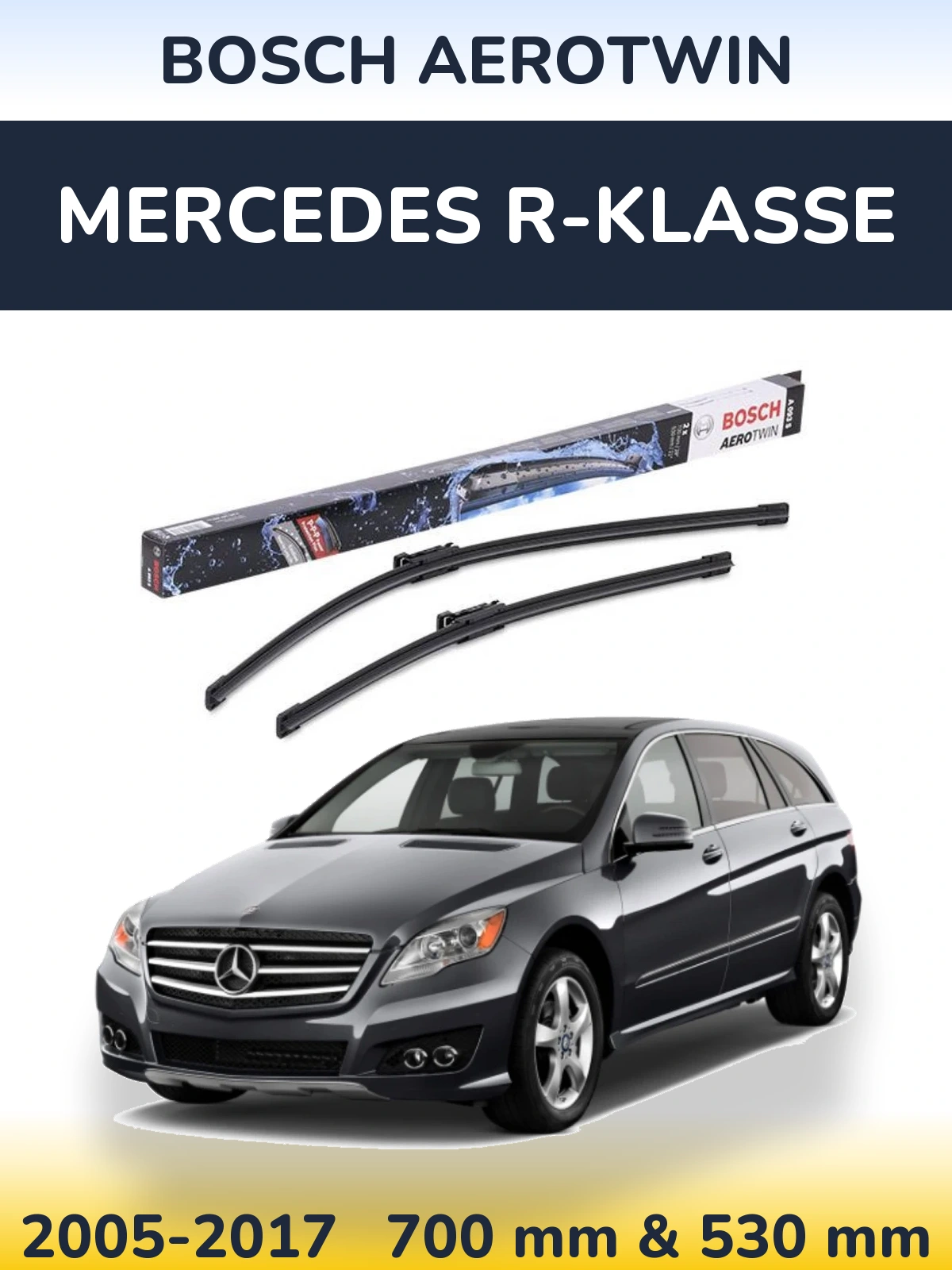 Komplet przednich wycieraczek BOSCH AeroTwin 700 & 530 mm do Mercedes R-Klasse 2005-2017