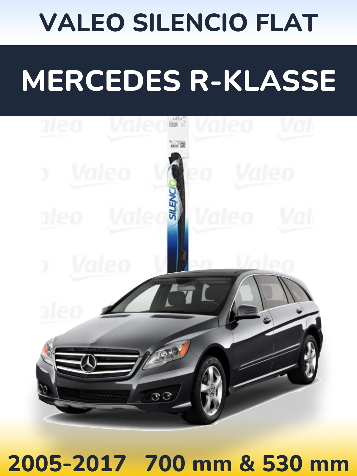 Komplet przednich wycieraczek Valeo Silencio Flat 700 & 530 mm do Mercedes R-Klasse 2005-2017