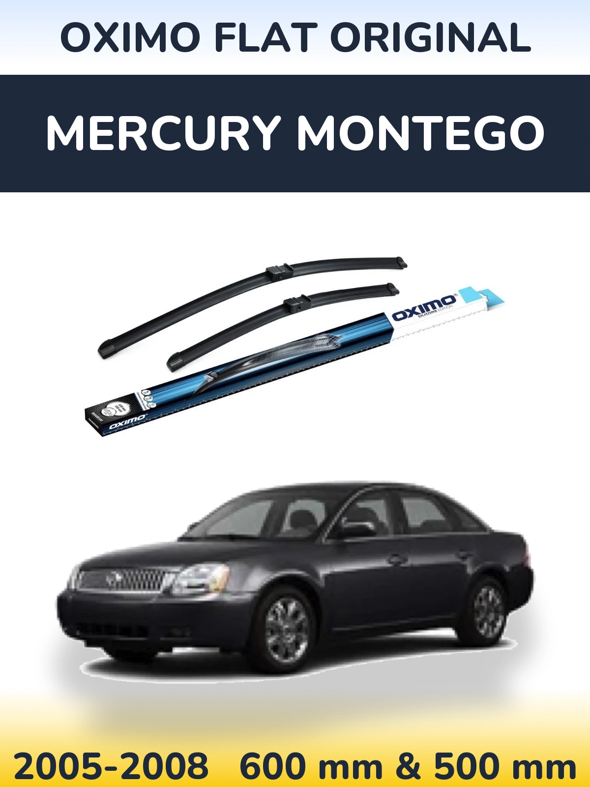 Комплект передних дворников Oximo Flat Original 600 & 500 мм для Mercury Montego 2005-2008