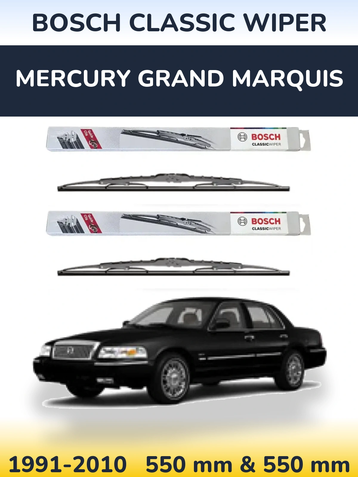 Комплект передних дворников BOSCH Classic Wiper 550 & 550 мм для Mercury Grand Marquis 1991-2010