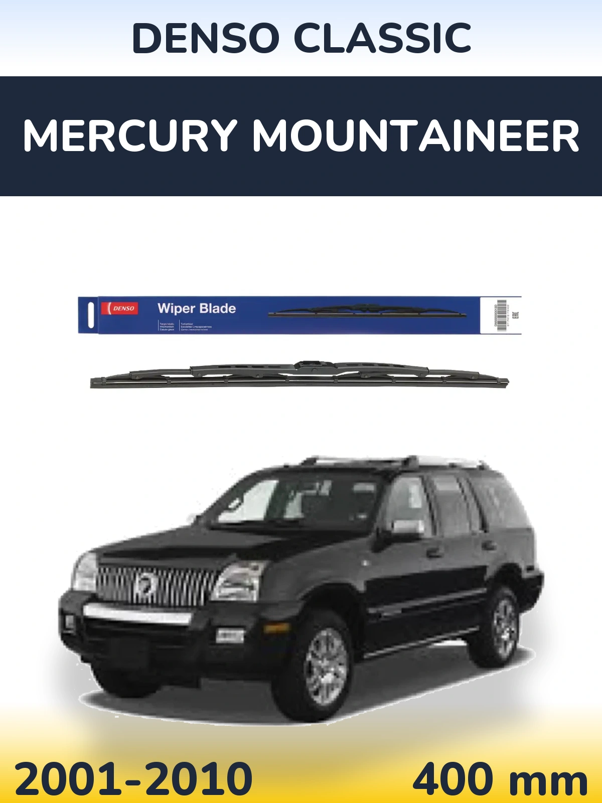 Rear wiper blade Denso Classic 400 mm for Mercury Mountaineer 2001-2010