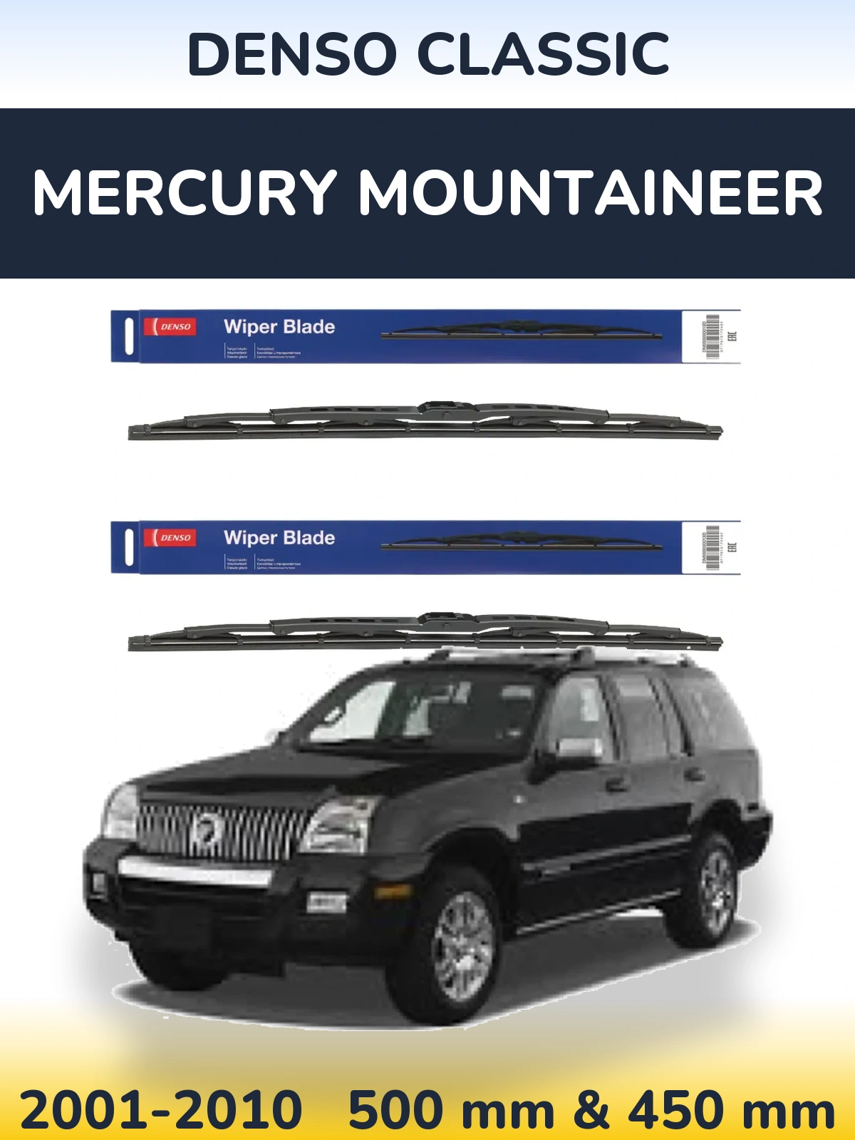 Komplet przednich wycieraczek Denso Classic 500 & 450 mm do Mercury Mountaineer 2001-2010